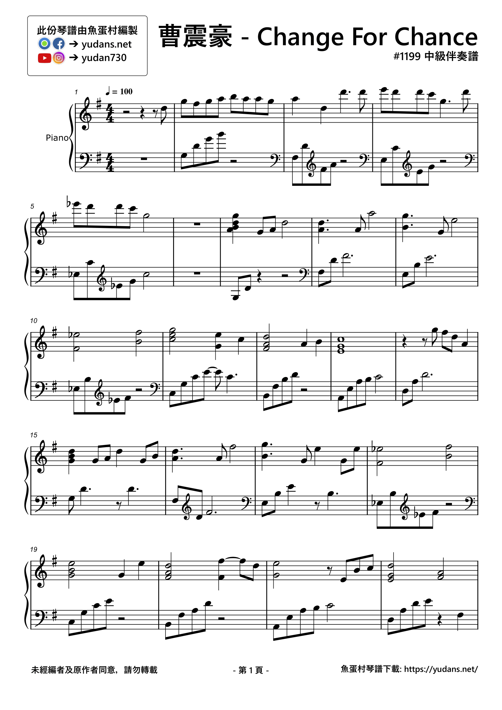 Change For Chance Stave Sheet Page 1
