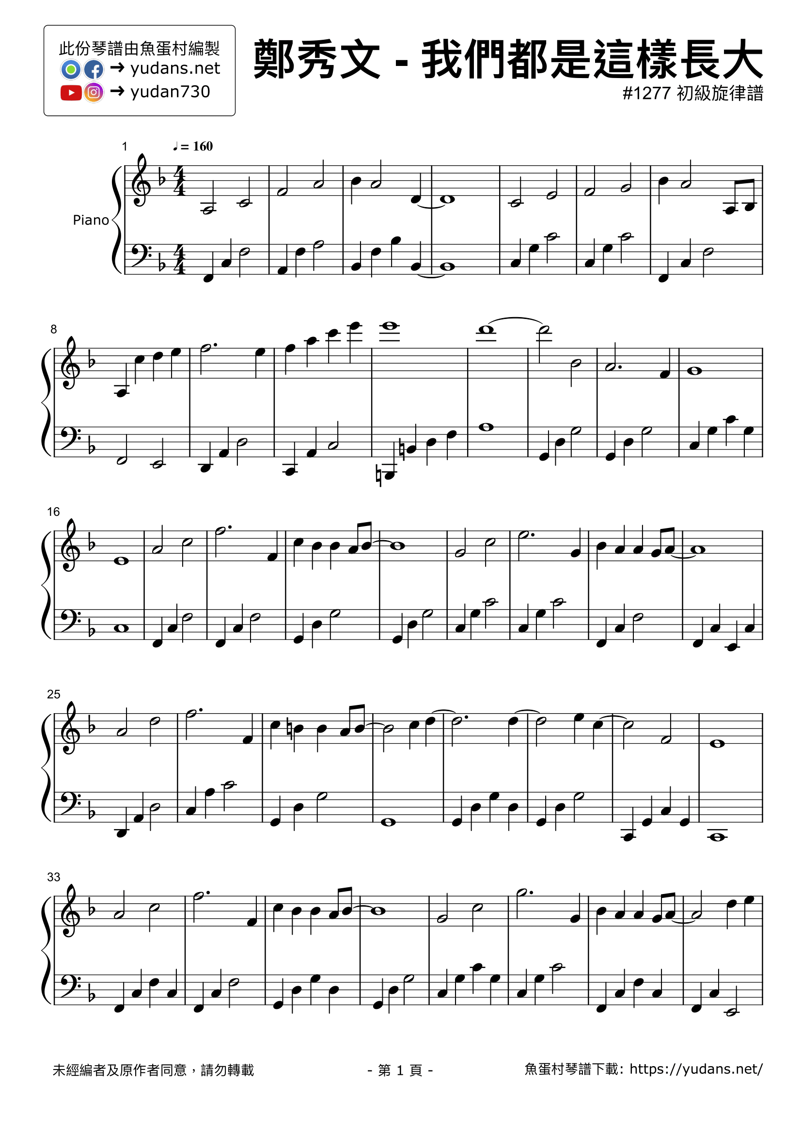 我們都是這樣長大 Stave Sheet Page 1