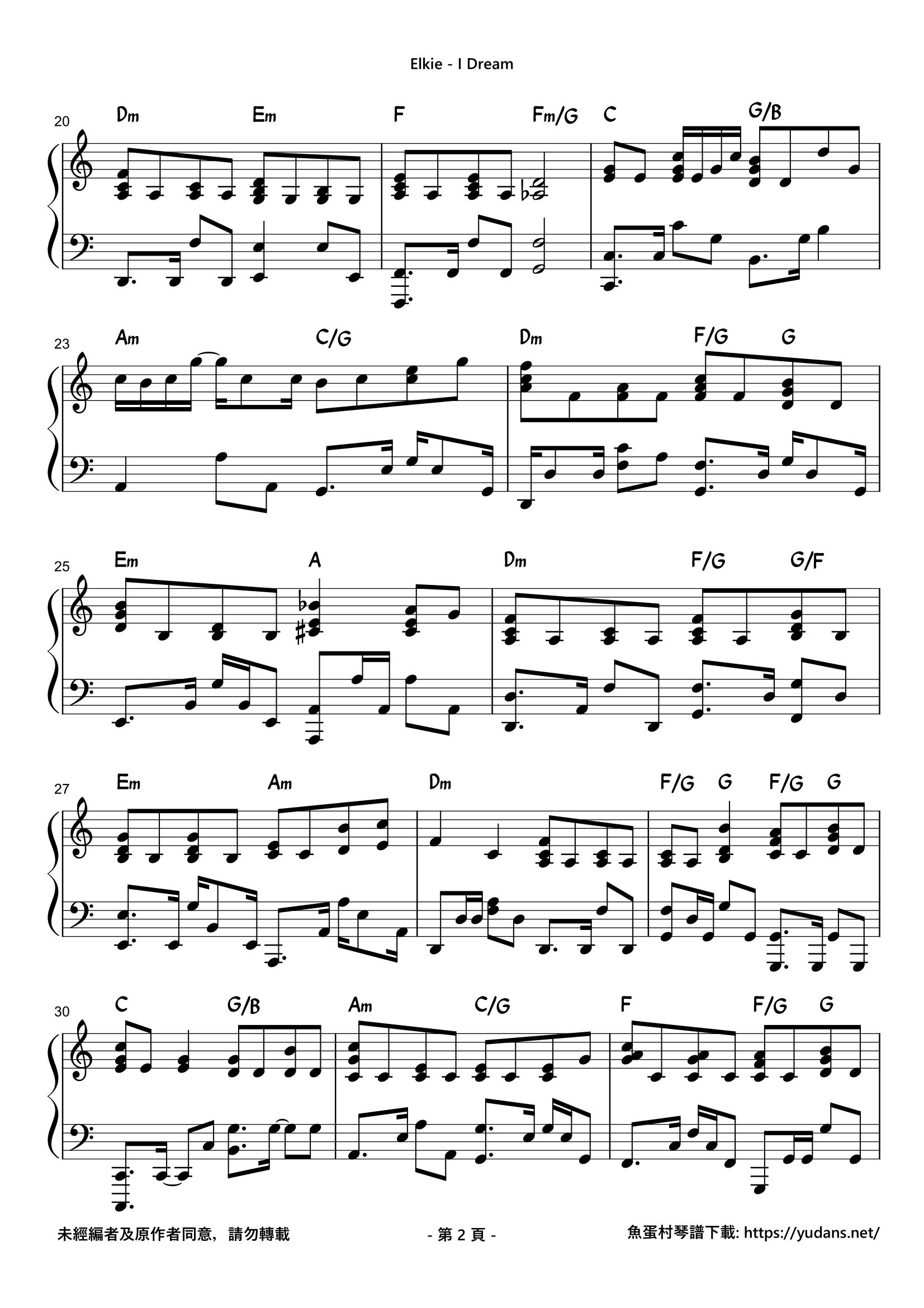 I dream Stave Sheet Page 2