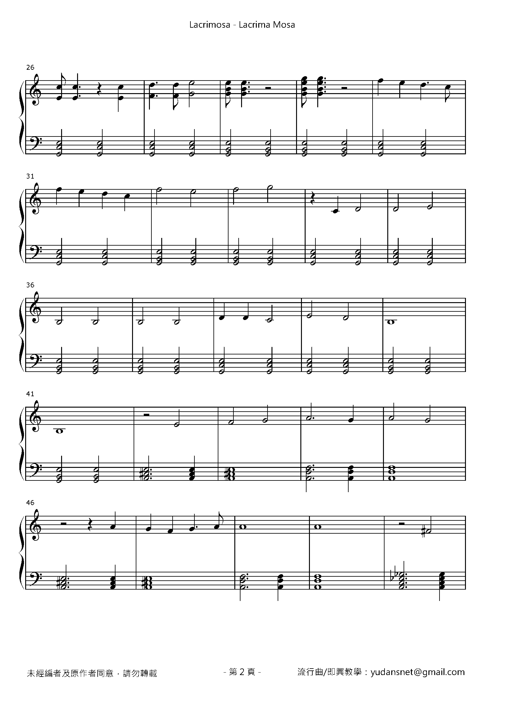 Lacrima Mosa Stave Sheet Page 2