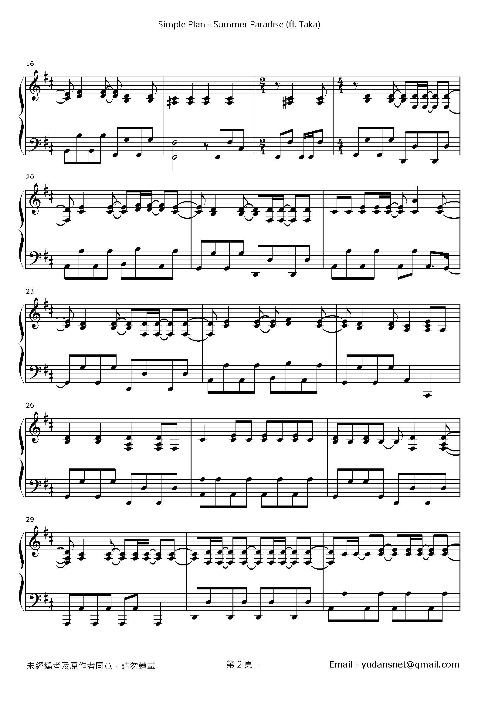 Summer Paradise (ft. Taka) Stave Sheet Page 2