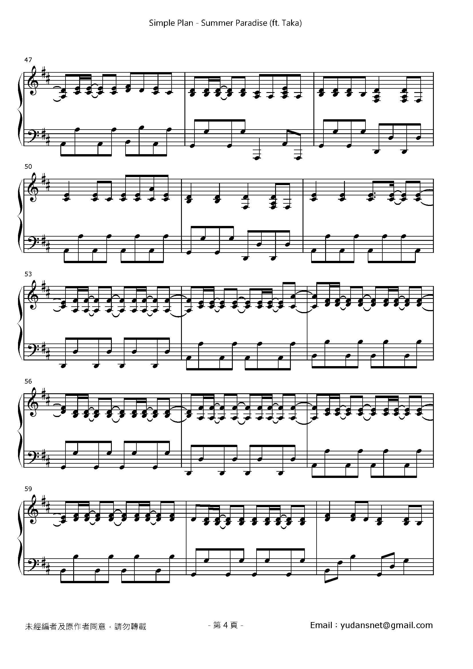 Summer Paradise (ft. Taka) Stave Sheet Page 4