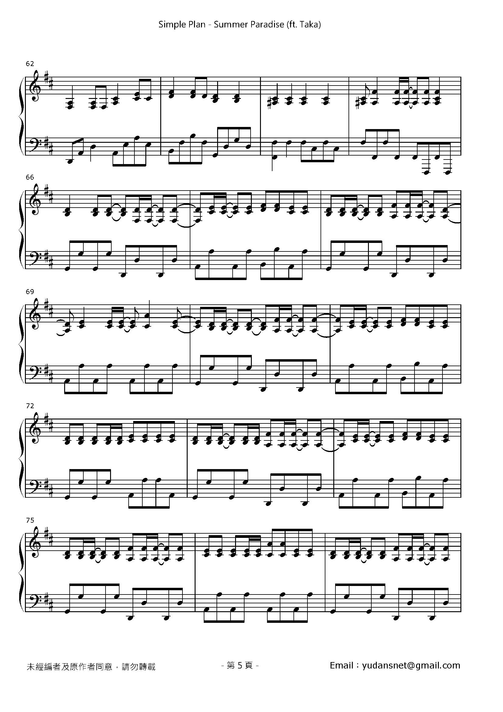 Summer Paradise (ft. Taka) Stave Sheet Page 5