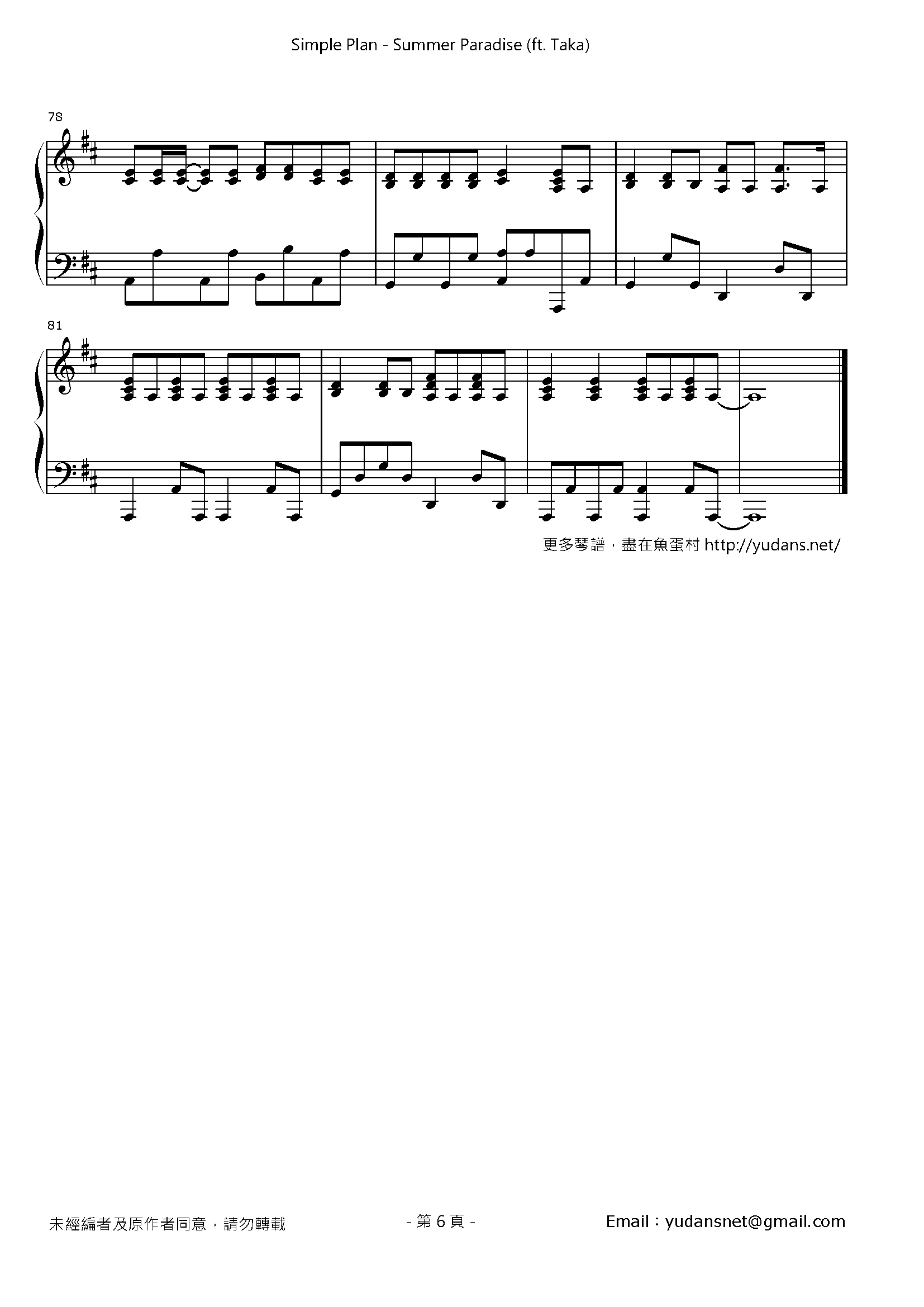 Summer Paradise (ft. Taka) Stave Sheet Page 6