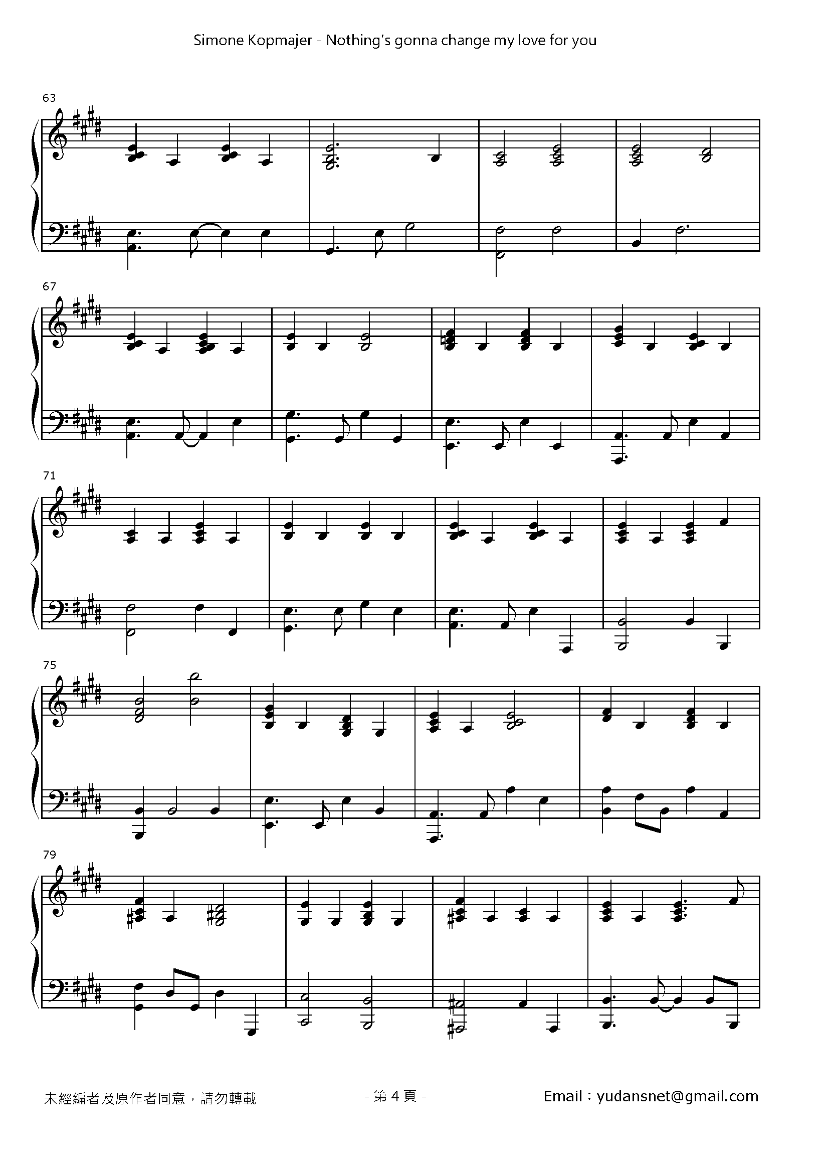 Nothing's gonna change my love for you Stave Sheet Page 4
