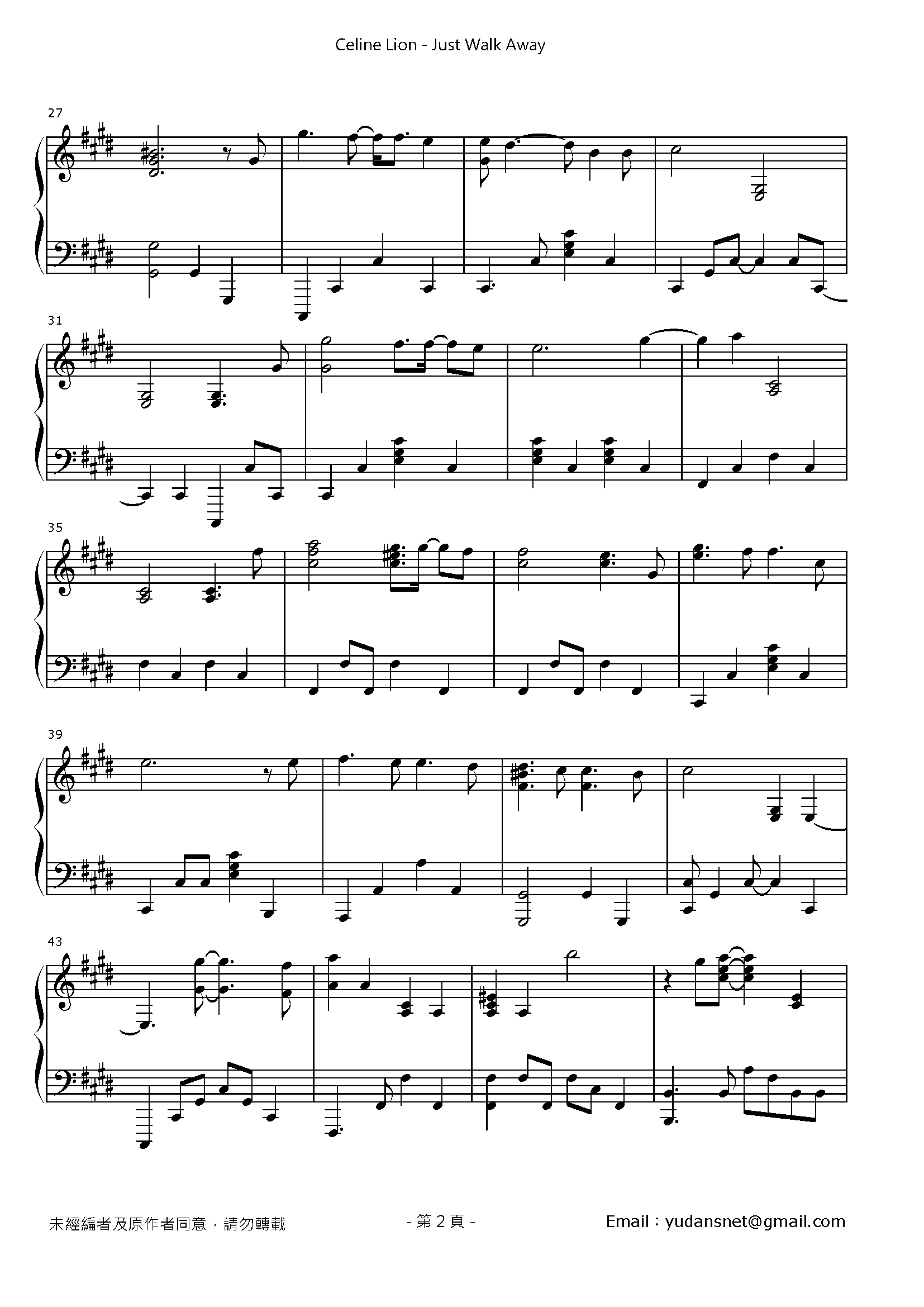 Just Walk Away Stave Sheet Page 2