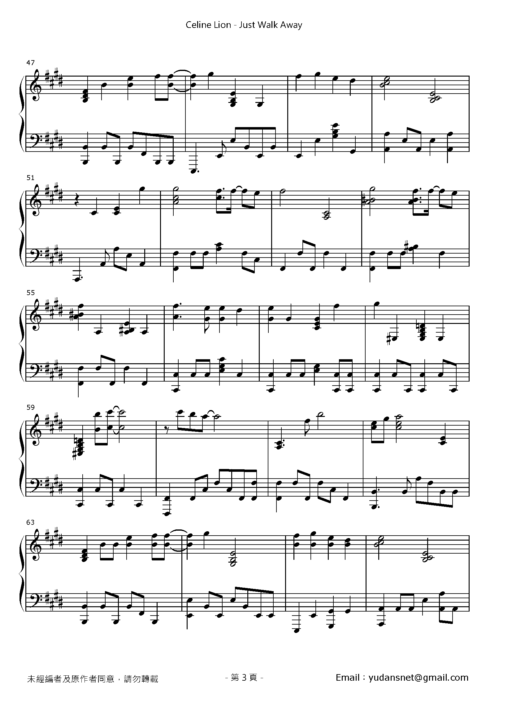 Just Walk Away Stave Sheet Page 3