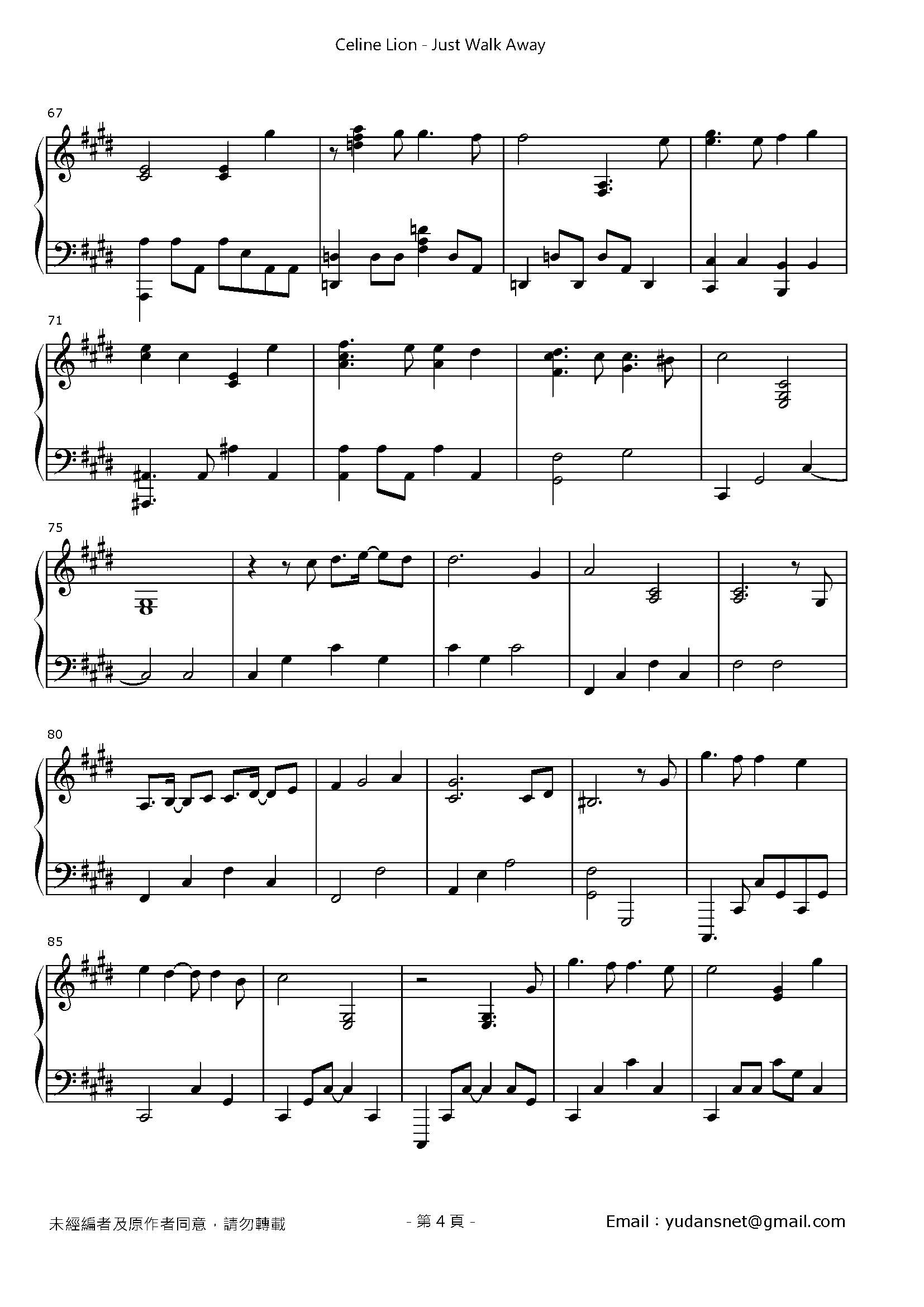 Just Walk Away Stave Sheet Page 4