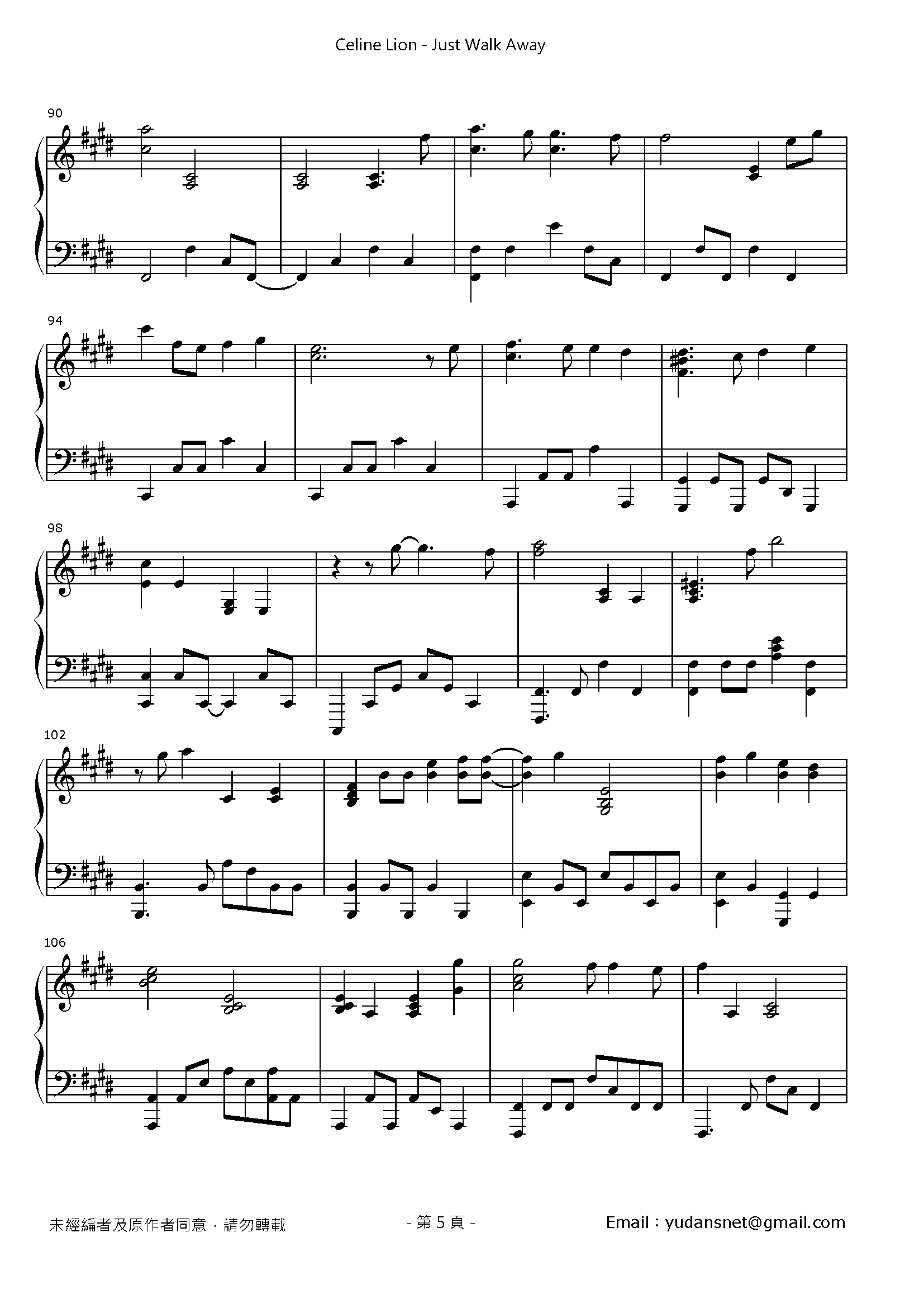 Just Walk Away Stave Sheet Page 5