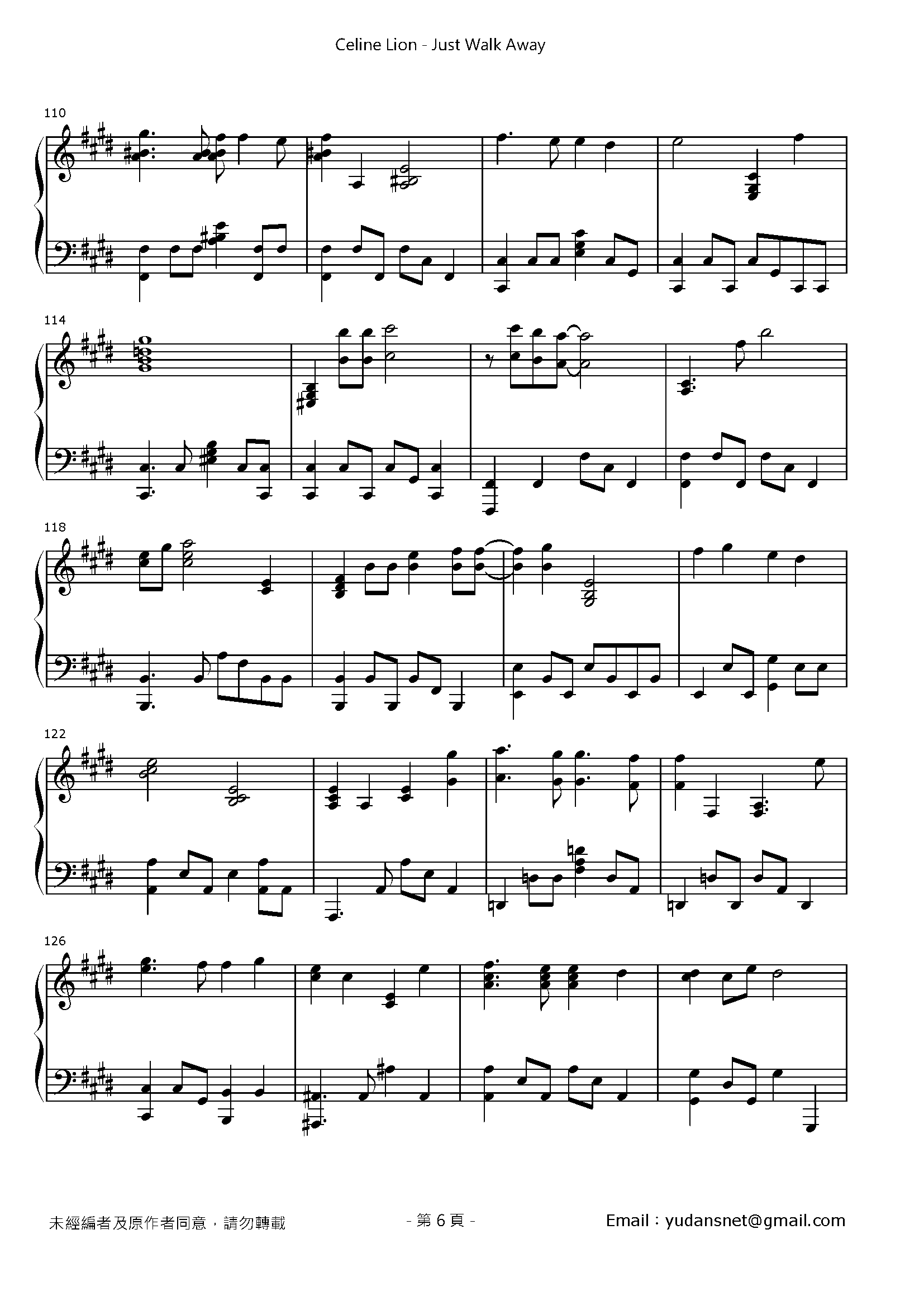 Just Walk Away Stave Sheet Page 6