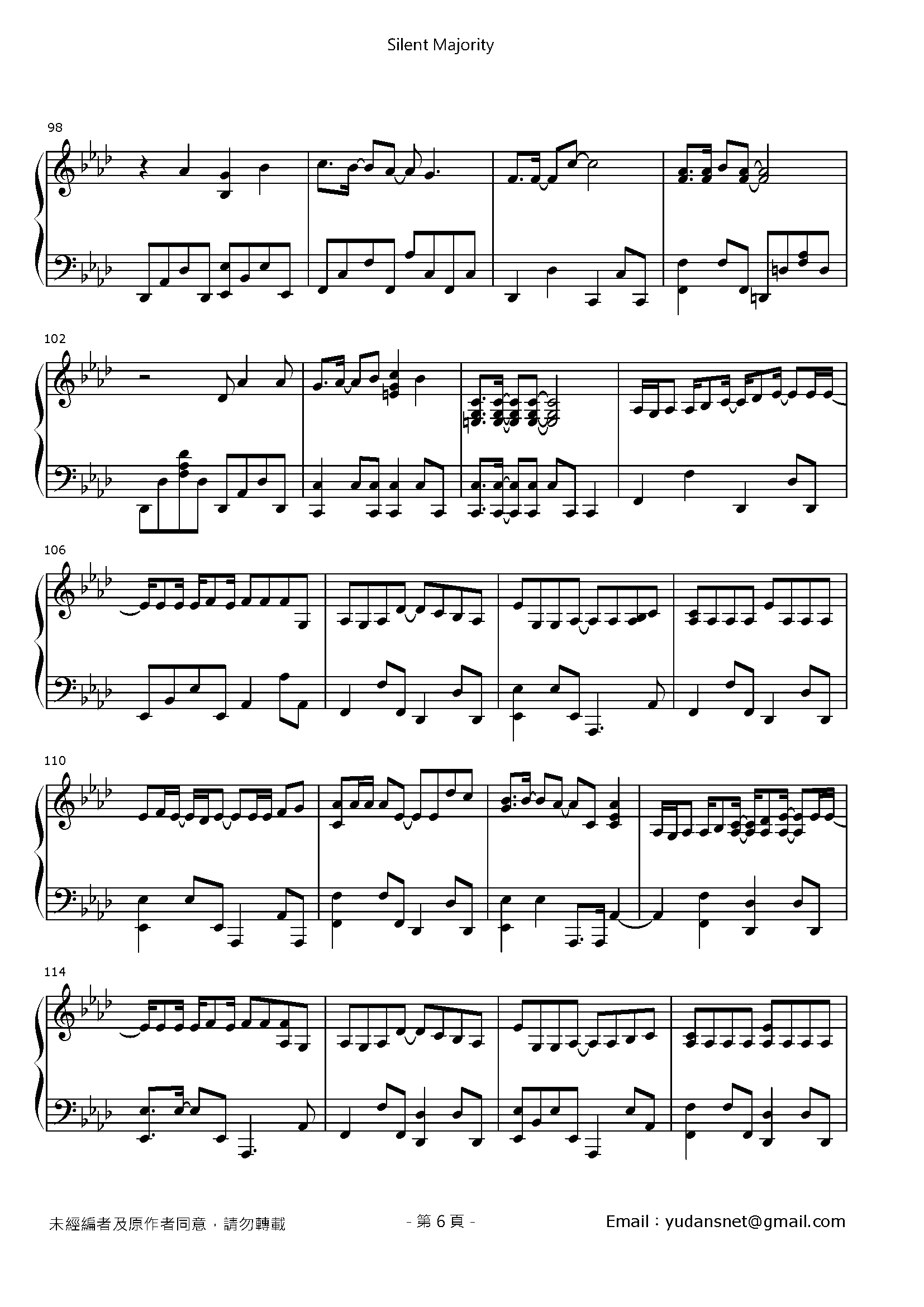 Silent Majority Stave Sheet Page 6